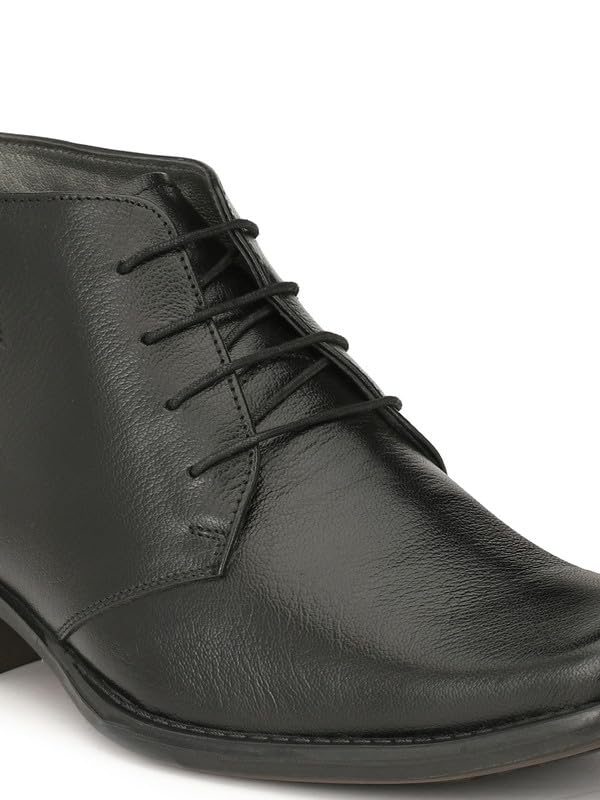 HITZ Men's Black Leather Derby Formal Ankle Shoes