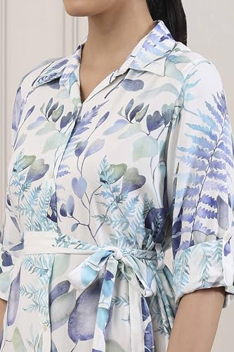 Biba Women Blue Viscose Rayon A-Line Dress_38