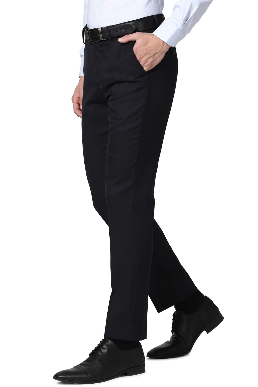 Peter England Men's Slim Work Utility Low Rise Pants (PETFOSLBA43588_Navy_34)