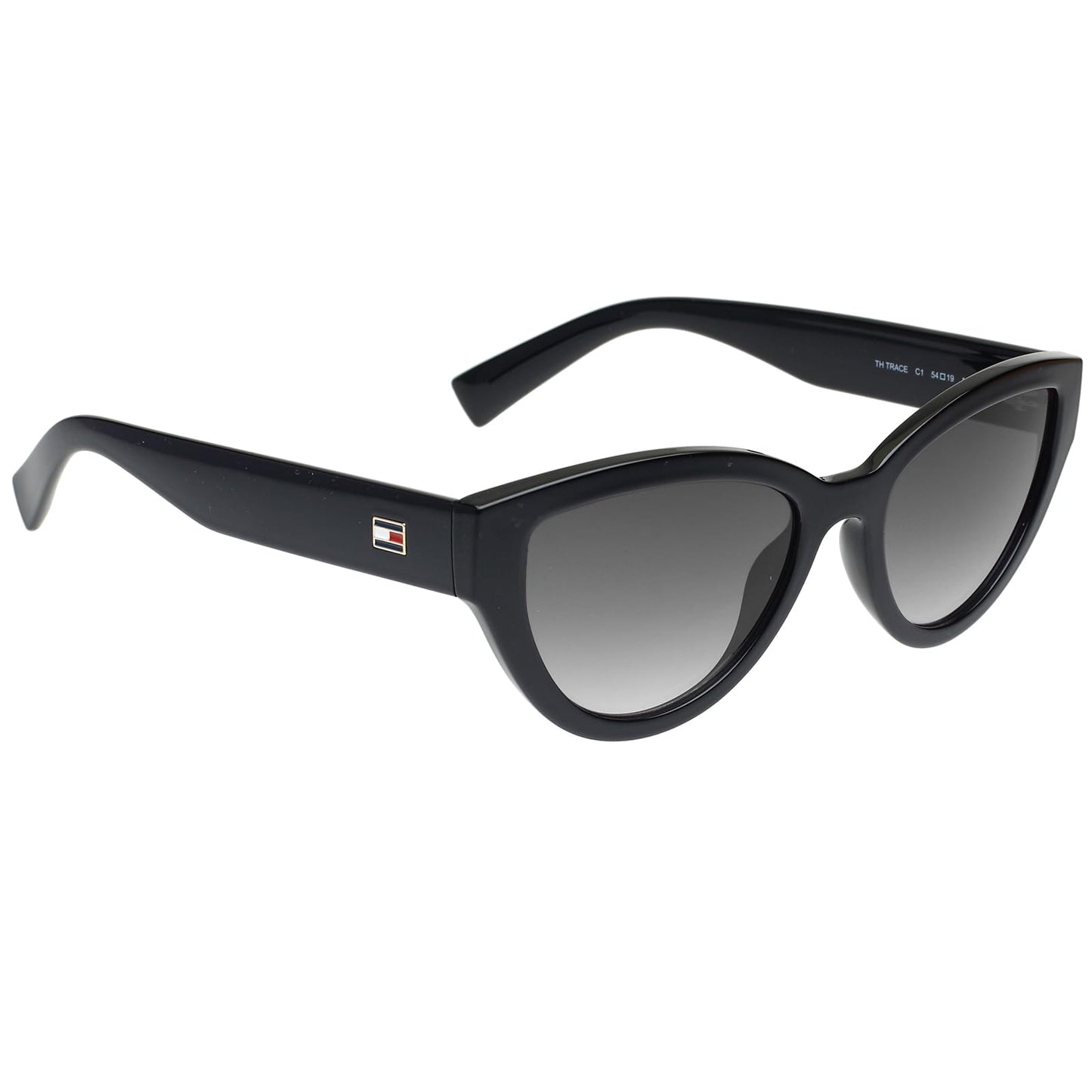 Tommy Hilfiger|Black Full Frame Cat-eye Sunglasses|100% UV Protected (Uv 400) Grey Gradient Faded Lens|Women's|Medium|TH TRACE C1 54 S