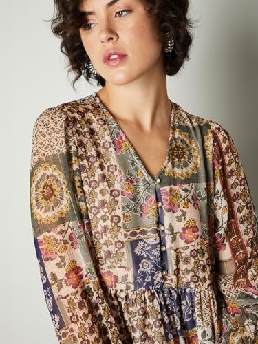 Max Women's Polyester Classic Midi Casual Dress (C24WCTFSWD323_Green