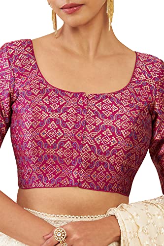 Soch Women Magenta Art Silk Half Sleeve Blouse with Woven Designs