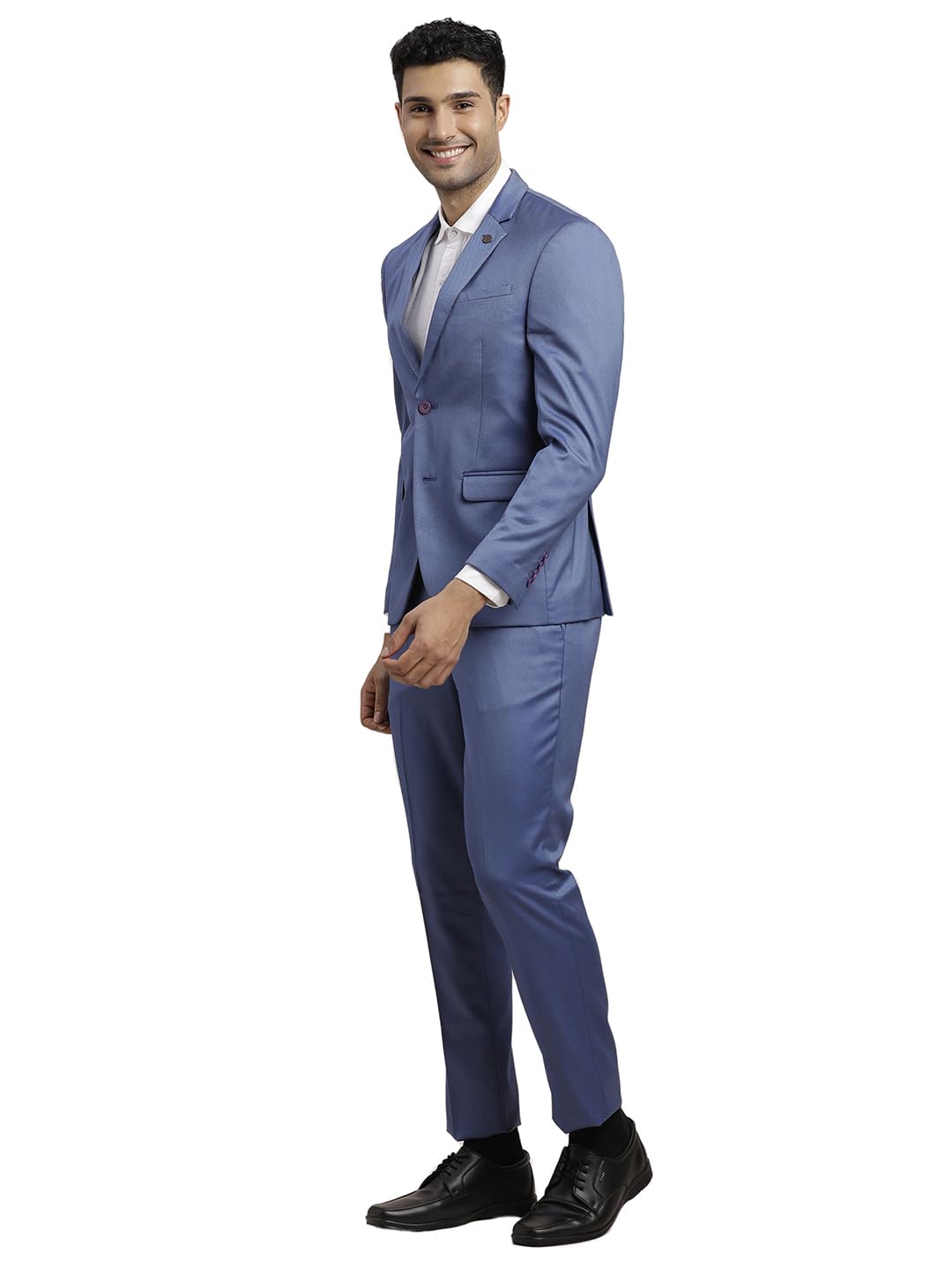 Turtle Men 100% Cotton Dobby Print Full Sleeve Two Piece Light Blue Party Suit