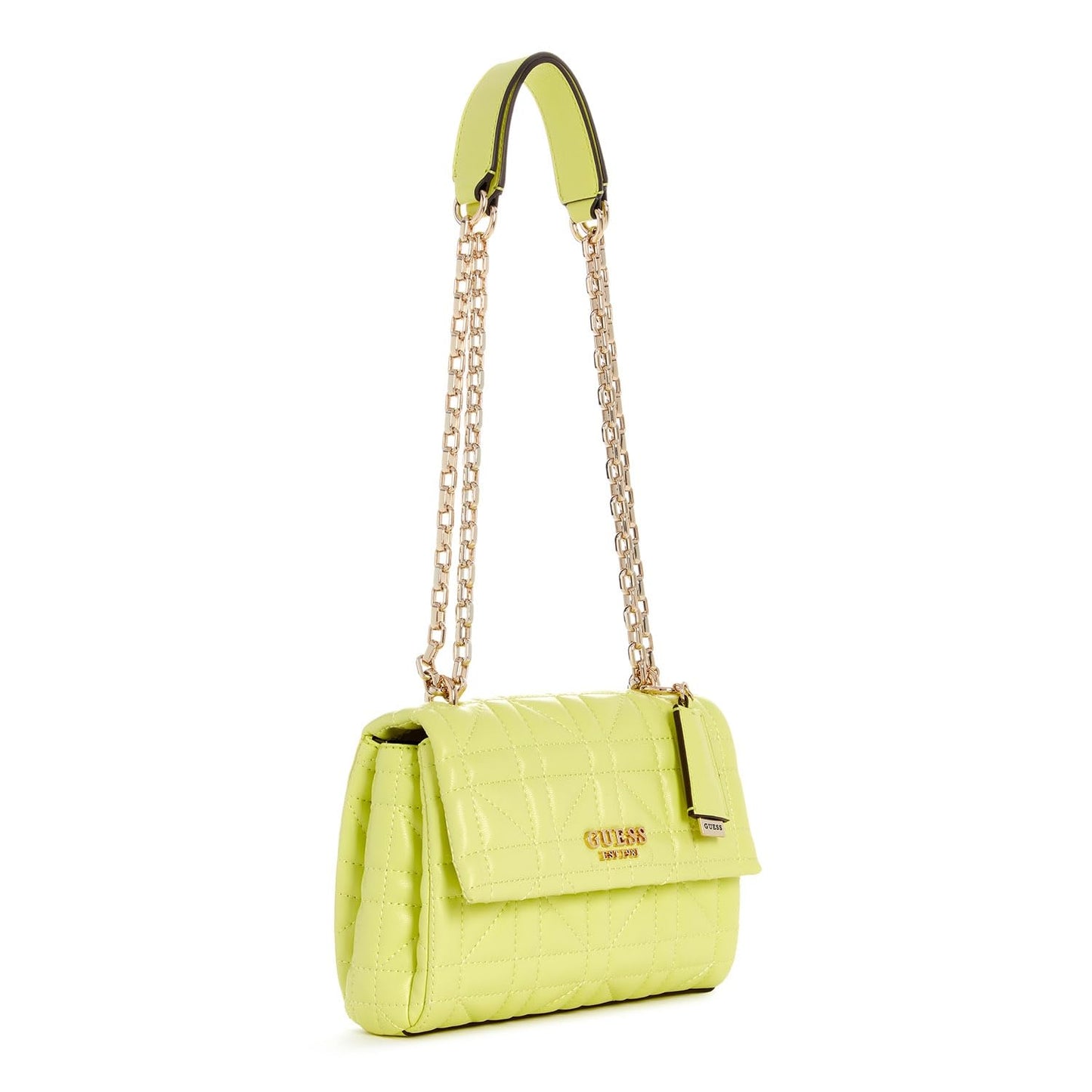 GUESS Women's Lime Green Quilted Shoulder Bag| Ladies Purse Handbags | Gift For Ladies
