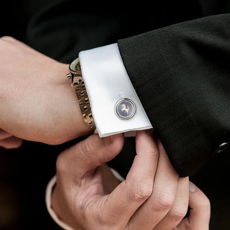 MIAMI Jewellery Cuff Links Cufflinks Set for Mens Boys Man Boy Formal Shirts Cufflinks for Men Blue Horse Valentine Gifts - Cufflink-M9103