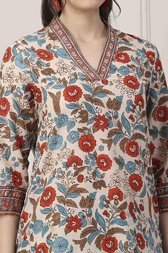 Biba Women White Cotton Straight Kurta Pants Set_40