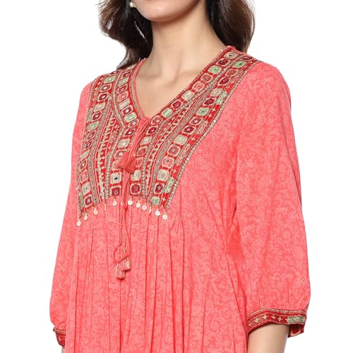 BIBA Women's Rayon Kurta Sets (SKDINDLON10151AW24PBEG_Peach-Beige