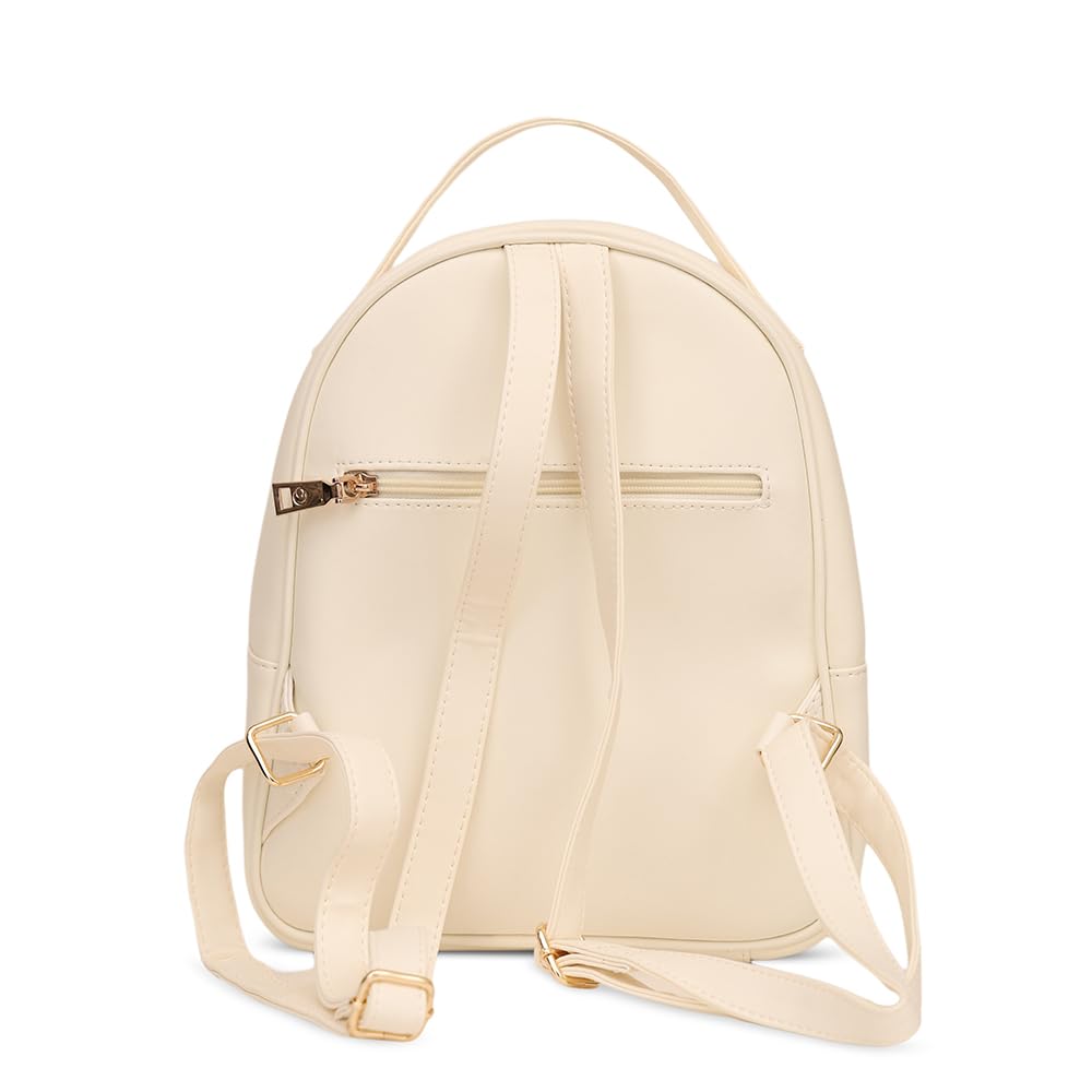 Caprese Trinity Fashion Backpack Medium Cream Solid Women's Bag