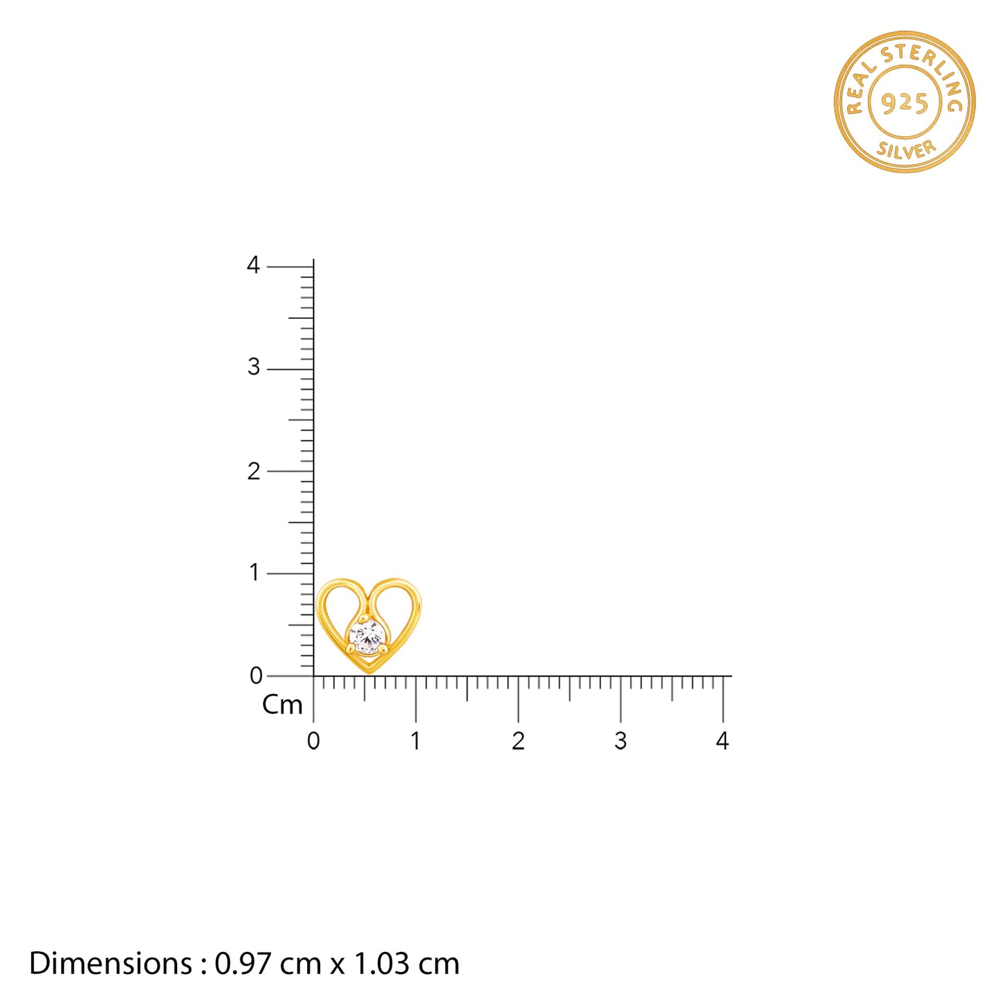 GIVA 925 Silver Golden Zircon Studded Heart Earrings |Studs to Gift Women and Girls | With Certificate of Authenticity and 925 Stamp | 6 Months Warranty*