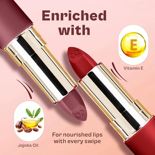 Colors Queen Lippie Pack of 3 Matte Lipsticks for Women Enriched with Jojoba Oil & Vitamin E | Lightweight & Long Lasting | Creamy Smooth Texture, Nourishing Formula | One Swipe Application (Combo - 01, 15g)