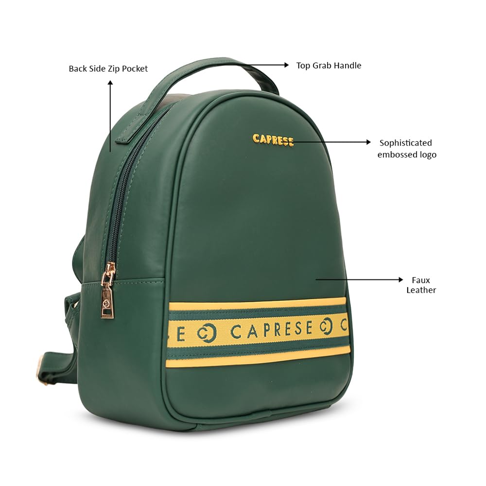Caprese Trinity Fashion Backpack Medium Dark Green Solid Women's Bag