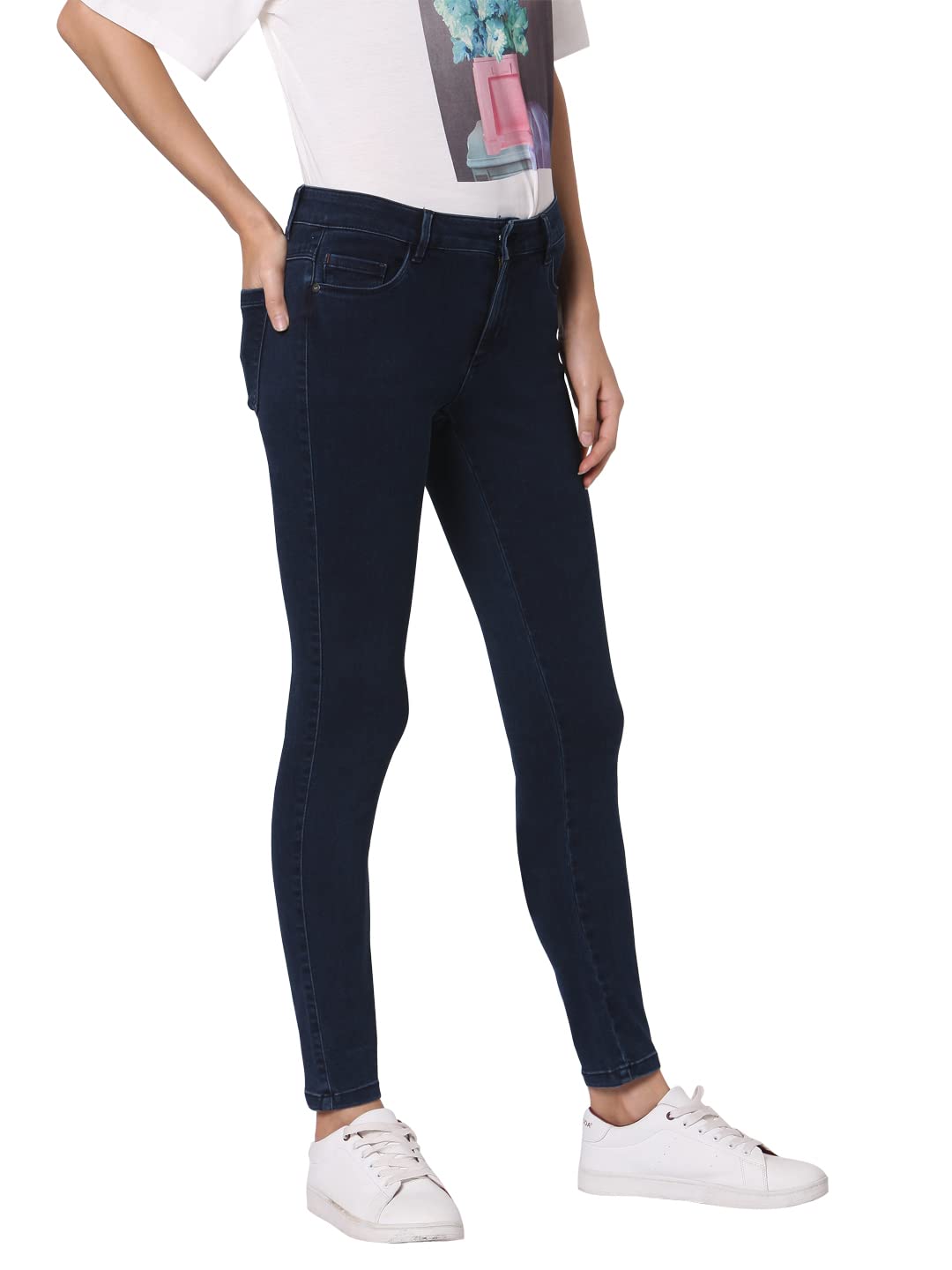 VERO MODA Women's Cotton Blend Skinny Fit Blue Classic Jeans_28