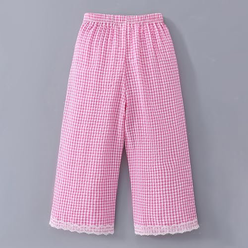 Hopscotch Girls Full Sleeves Pink 2-Pc Checkered Bow Applique Pants Set (4-5 Years)