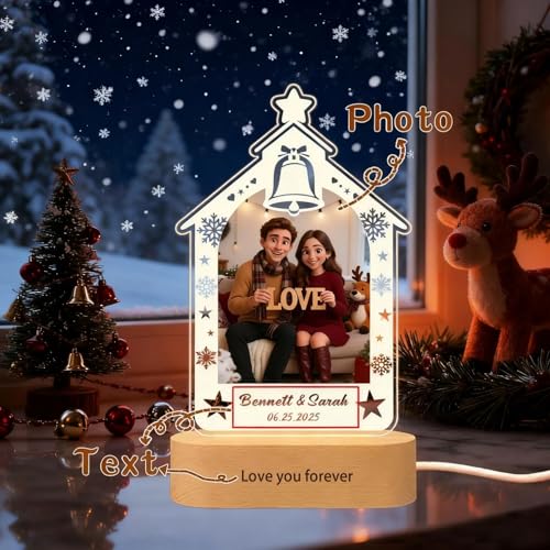 CRAFTY MARVELS Personalized Photo Lamp, Night Light Plaque,Couple, Anniversary, Christmas Gift, Custom Led Night Light, Gift for Her Him Family Friends, 5x7 inch