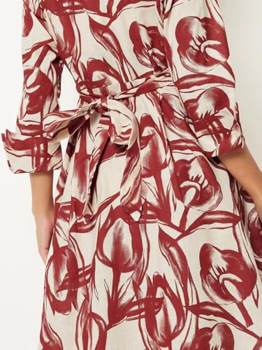 Max Women Printed Shirt Dress (Off White_L)