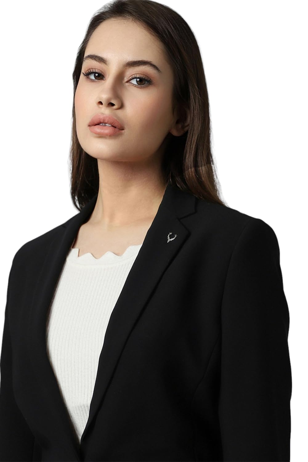 Allen Solly Women's A-Line Coat (AHBZCRGF505210_Black, Single Breasted