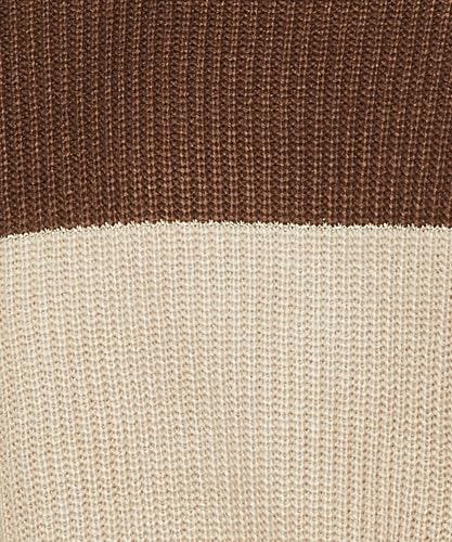 Max Women Knit Colourblock Sweater(Brown_XXL)