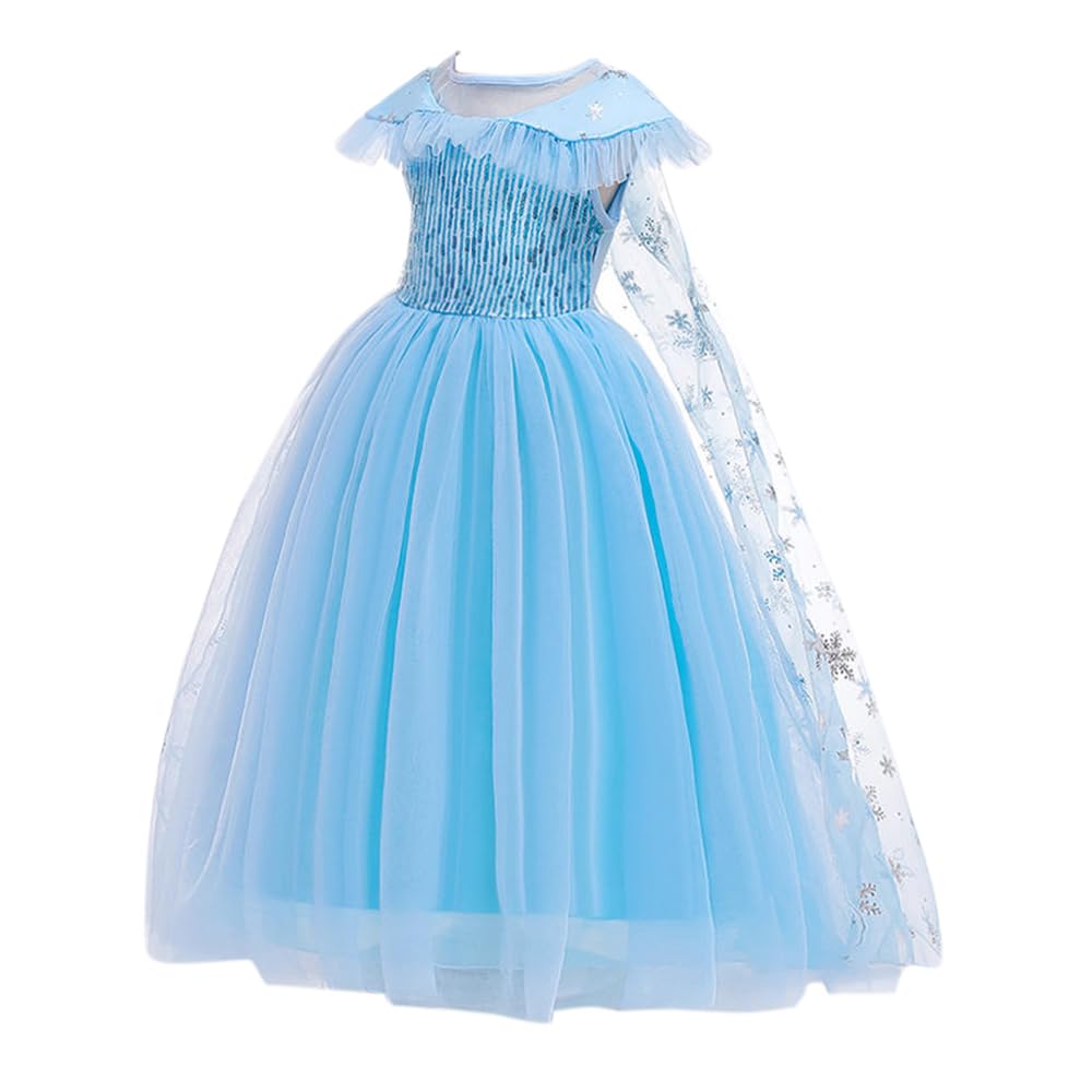 Hopscotch Girls Sequin Embellished Floor Length Ball Gown In Blue Color For Ages 4-5 Years