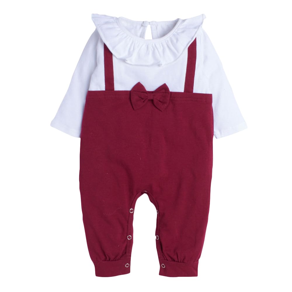 Hopscotch Kids Cotton Graphic Print Jumpsuit In White Color For Ages 3-6 Months