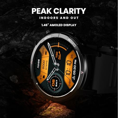 Noise Endeavour 2 (Smartchoice) Rugged Smart Watch – 1.46″ AMOLED Display, Built-in GPS, ABC Sensors, Up to 7-Day Battery, 5ATM Water Resistance, AI, Strava Integration, for iOS & Android (Jet Black)