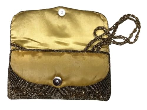 OLL Clutch Purse | Wedding Clutch | Party Hand Purse | Women Clutch Purse | Chain Purse | Wallet Hand Bag | Lock System Hand Bag | GOLDEN BROWN COLOR