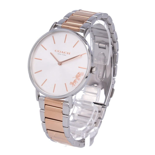 Coach Perry 14503346 Perry Watch, Women's, 2 Hands, Metal, Silver, Pink Gold, Bracelet Type