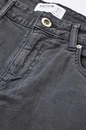 SNITCH Men Casual Jeans | Slim Fit Mid Rise Straight Leg Design | Durable Cotton Blend & Medium Stretch Fabric for Streetwear & Everyday Comfort |Charcoal Grey