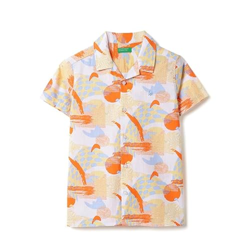 United Colors of Benetton Regular Fit Resort Collar Abstract Oriental Shirt Multicolour