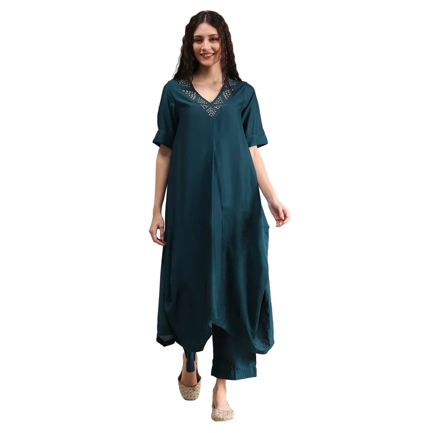 BIBA Women's Rayon Blend Dyed Kurta Set