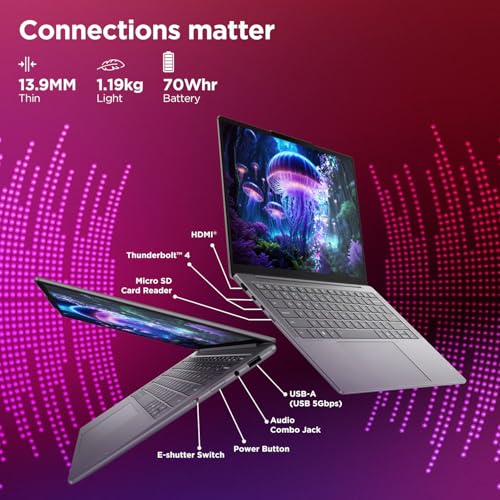 Lenovo Yoga Slim 7 Aura Edition Intel Evo Core Ultra 5 226V (16GB RAM/1TB SSD/14 (35.5cm)/WUXGA OLED/Copilot+ PC/Windows 11/Office Home 2024/1Yr ADP Free/Grey/1.19Kg), 83JX005FIN AI Laptop