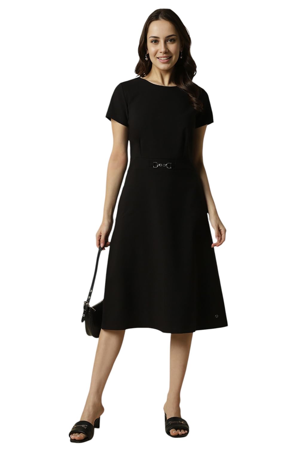 Allen Solly Women's Polyester Blend Modern Calf Length Dress