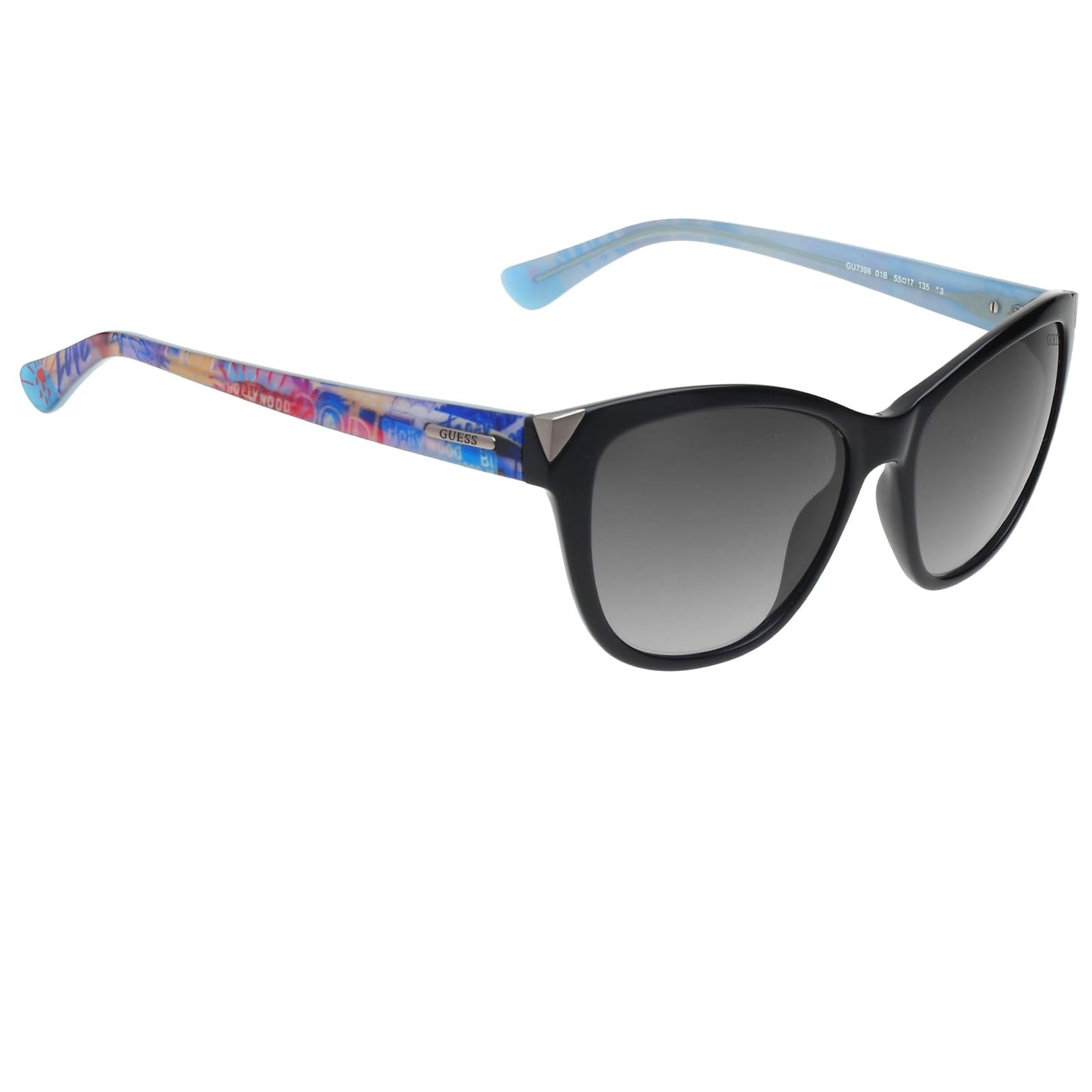 GUESS | Black Full-rim Cat Eye Branded Latest and Stylish Non-Polarized Sunglasses | 100% UV Protection (UV 400) Grey Gradient FadedLens | Women | Medium | GU7398 01B 55 S