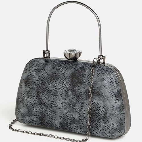 Purpleberry Tashvi Sparkling Clutch bag for wedding | Party clutch purse for women latest (Smoky balck)