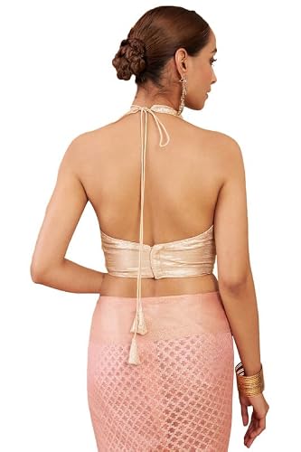 Soch Women Georgette Sleeveless Beige Blouse with Sequins, Free Size