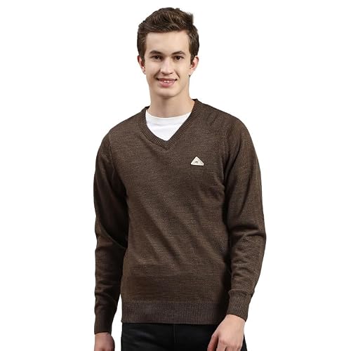 Monte Carlo Brown Multi Solid V Neck Pullover