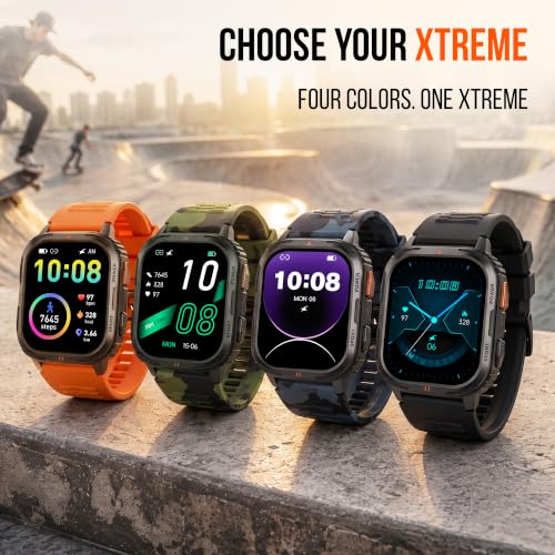 Fastrack Xtreme S Rugged Smart Watch with 1.93" AMOLED Square Display, BT Calling, 24/7 Health Suite, IP67, 60Hz Dynamic Refresh Rate, Vitality Index, Hydration Alert, Large Battery - Camo Green