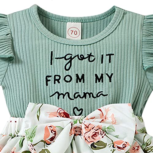 Hopscotch Baby Girls Text Print Bodysuit with Headband In Green Color For Ages (6-9 Months)