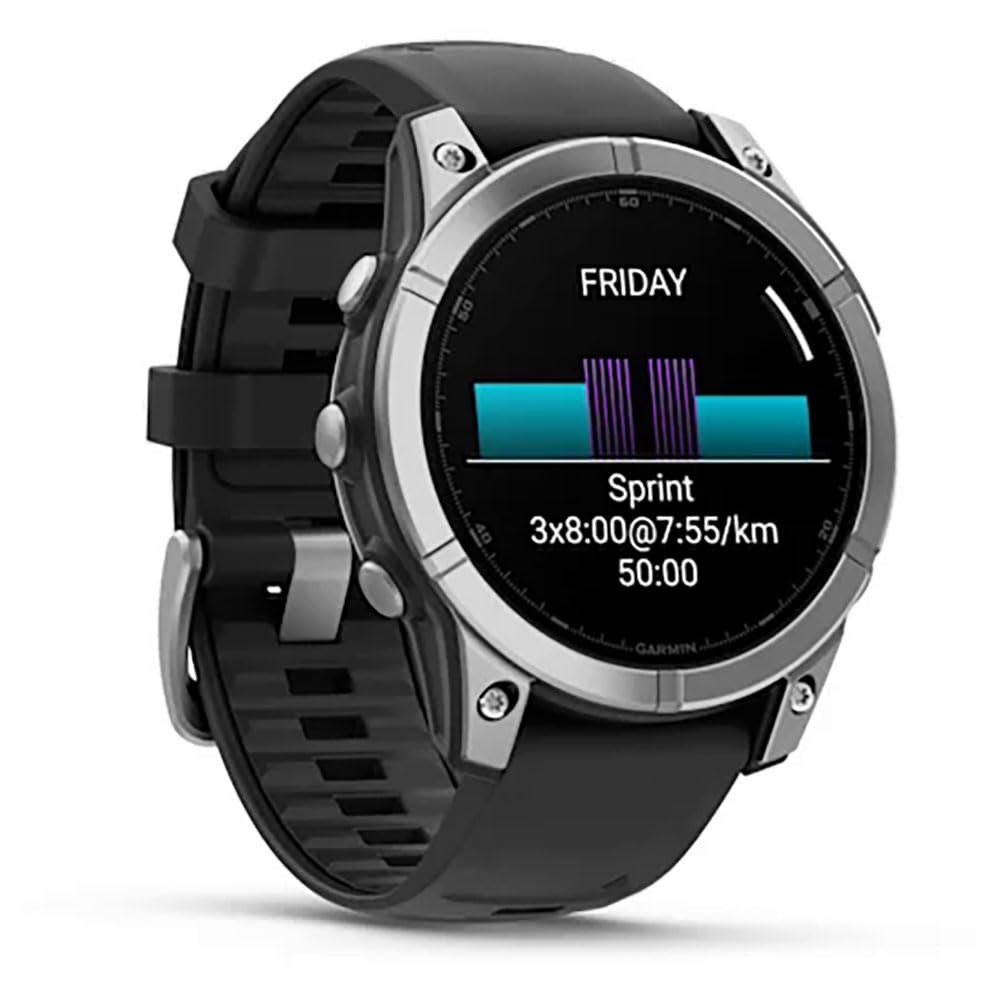 Garmin Fēnix® E – 47 mm, AMOLED Stainless Steel with Black Silicone Band