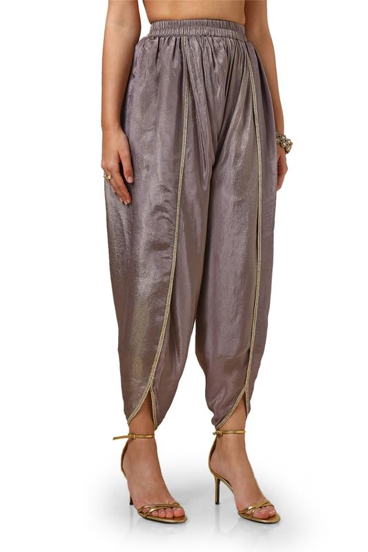 Soch Womens Grey Tissue Suit Set With Stones And Sequins