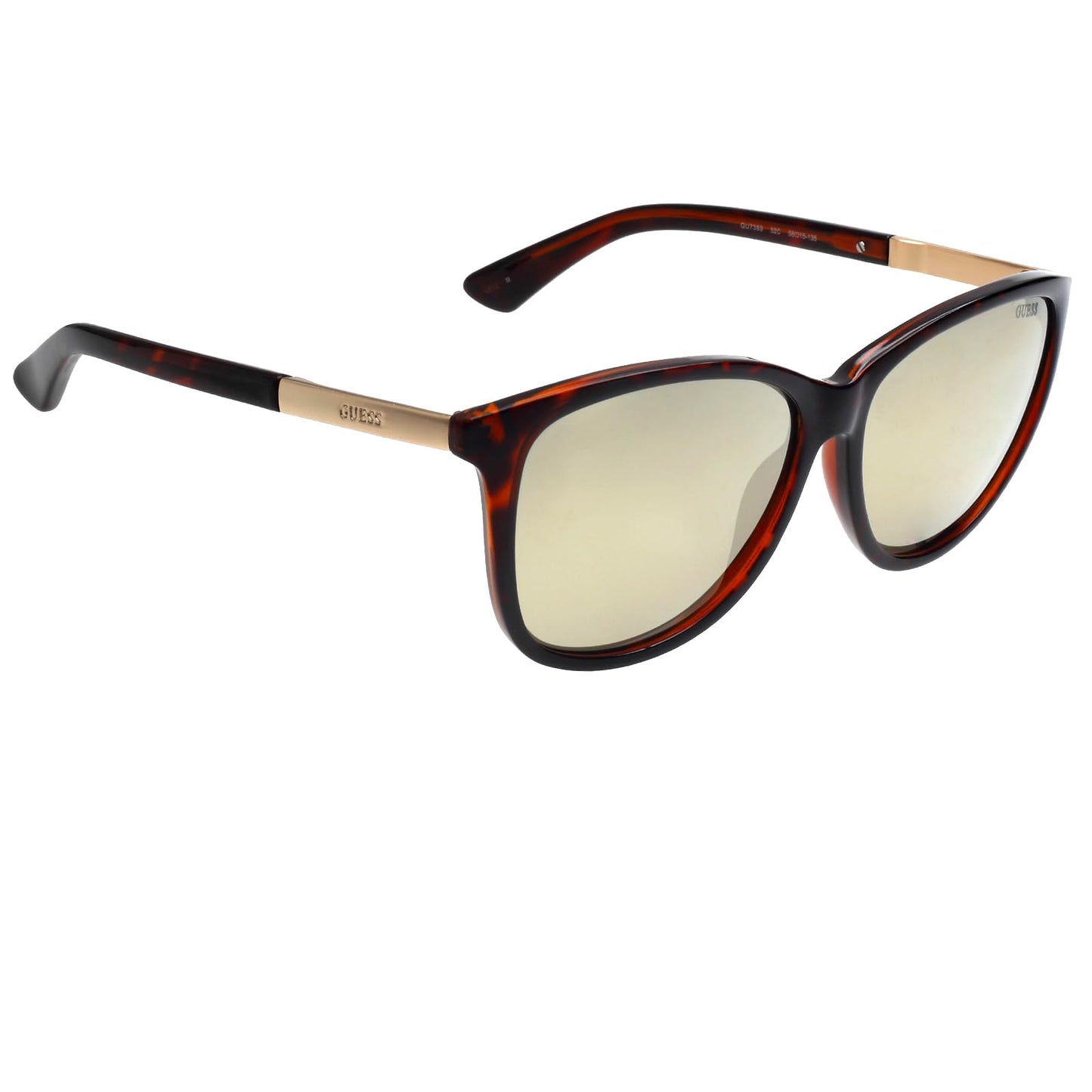 GUESS Women's Brown Oval 100% Uv Protection (Uv 400) Gold Reflector Mirror Lens Medium Non-Polarized Sunglasses - Gu7389 52C 58 S