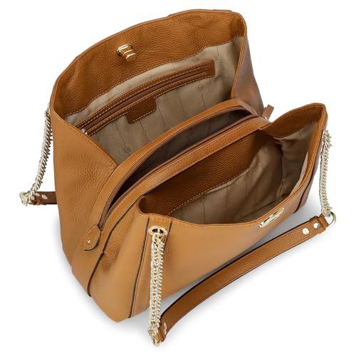 Da Milano Leather Shoulder Bag for Women - Caramel Brown (LB-00846B)