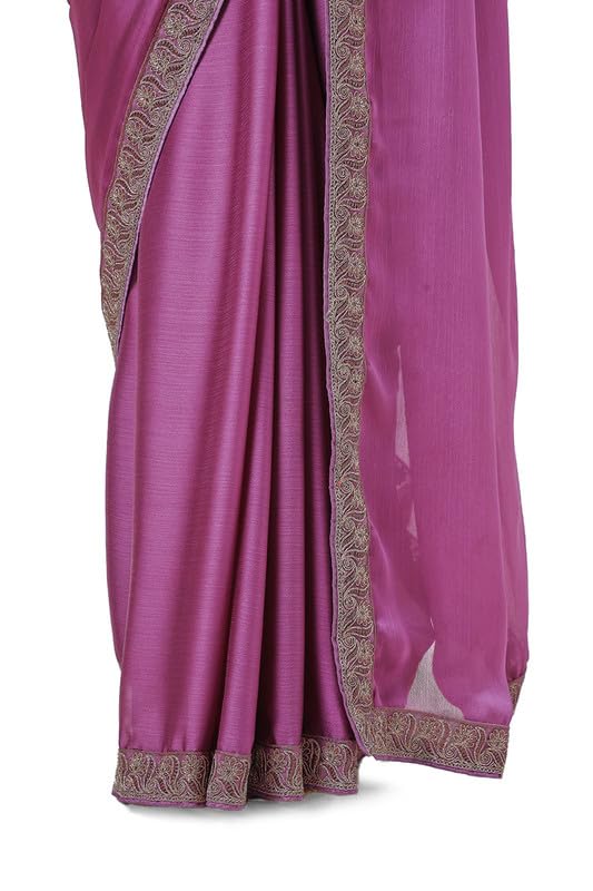Soch Womens Purple Chiffon Embroidered Saree With Sequins