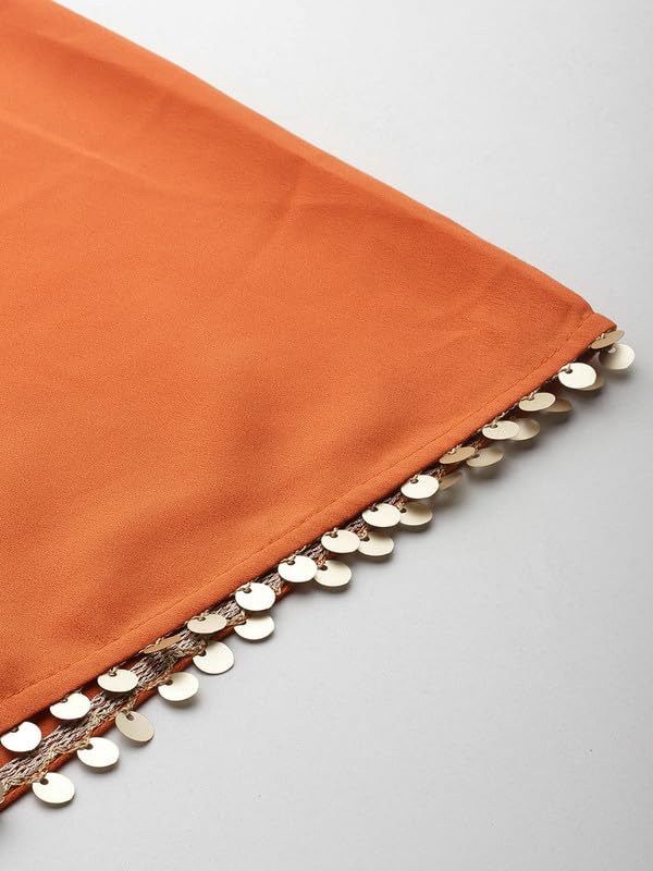 Ahalyaa Women's Polyester Kurta Set (AHKUSHDU-COMBO-907-SS-25_Orange