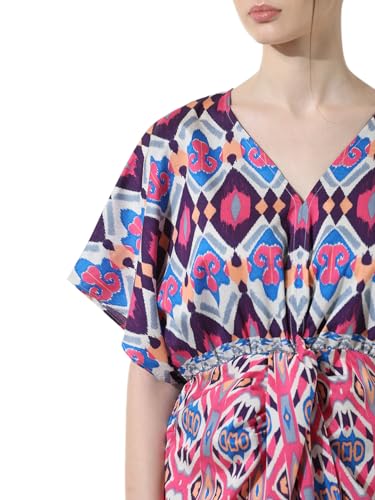 ONLY Women Printed Viscose Blend Above Knee Purple Wrap Dress
