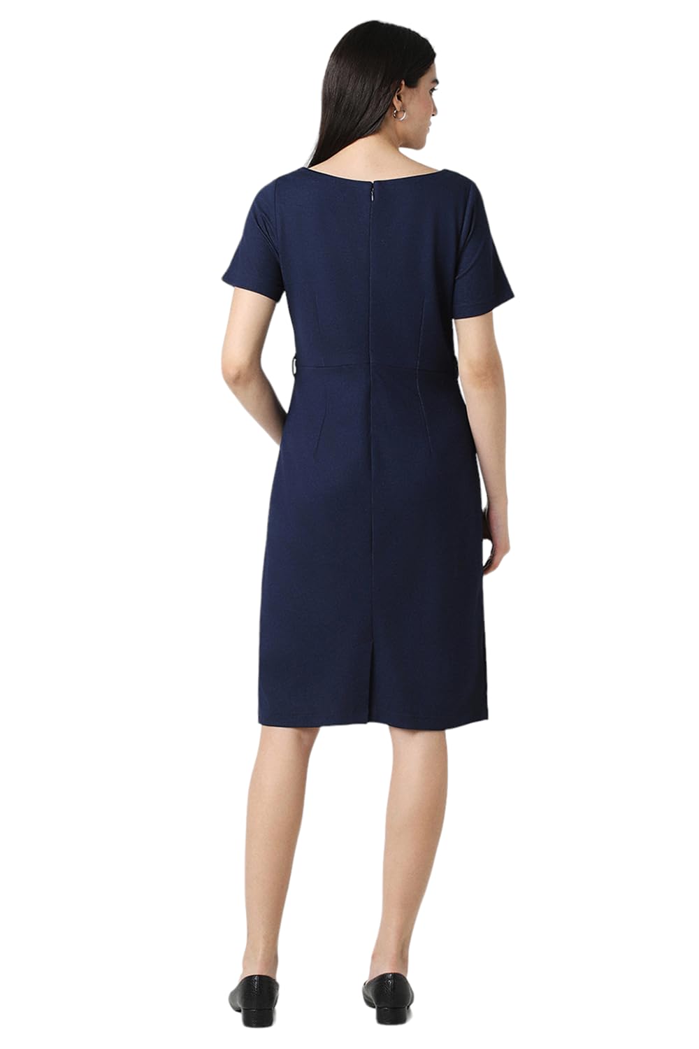 Van Heusen Women's Polyester Blend Modern Knee-Length Dress (VWDRCRGPS06294_Navy