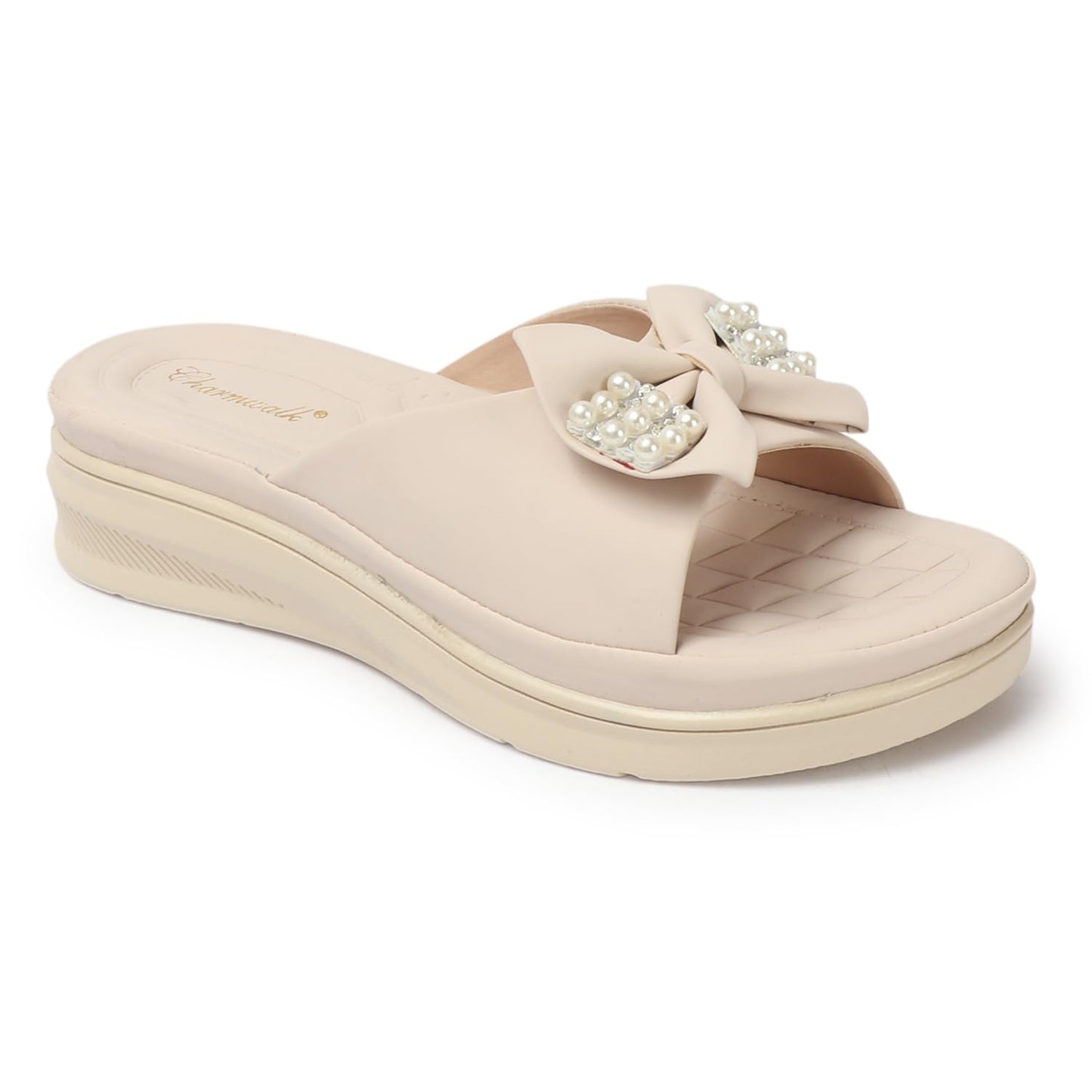 CHARMWALK Stylish Solid platform Heels for Women & Girls (Cream, UK Footwear Size System, Adult, Women, Numeric, Medium, 5)