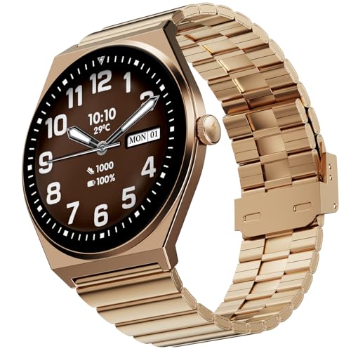 Fire-Boltt Phoenix Nova Smartwatch 1.43” Slim Super AMOLED Display, 466x466 Pixel Always-On Display, Bluetooth Calling, Health Tracker for Men & Women Imperial Gold