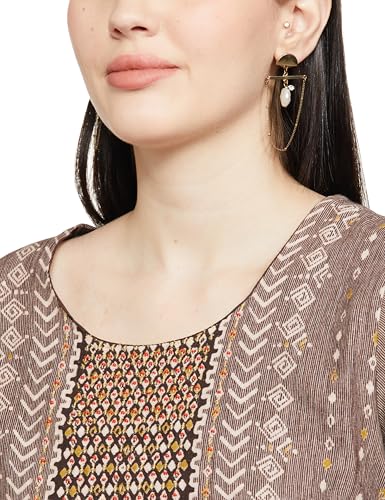 BIBA Women PRINTED GATHERED SALWAR KURTA DUPATTA(SKDIK RANG9511_INDIGO_40)