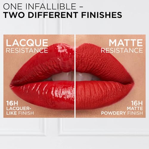 L'Oréal Paris Infallible Laque Resistance Lacquer-Like Shine Finish. 16H longwear lacquer lipstick. High-impact color, zero transfer - 601 Worth It, 4ml