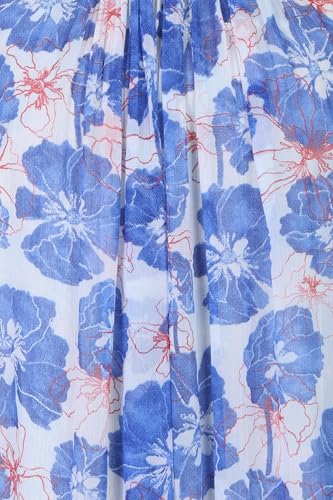 W for Woman Blue Floral Printed Sleeveless Chiffon A-line Dress - (W13500-126862-XL)